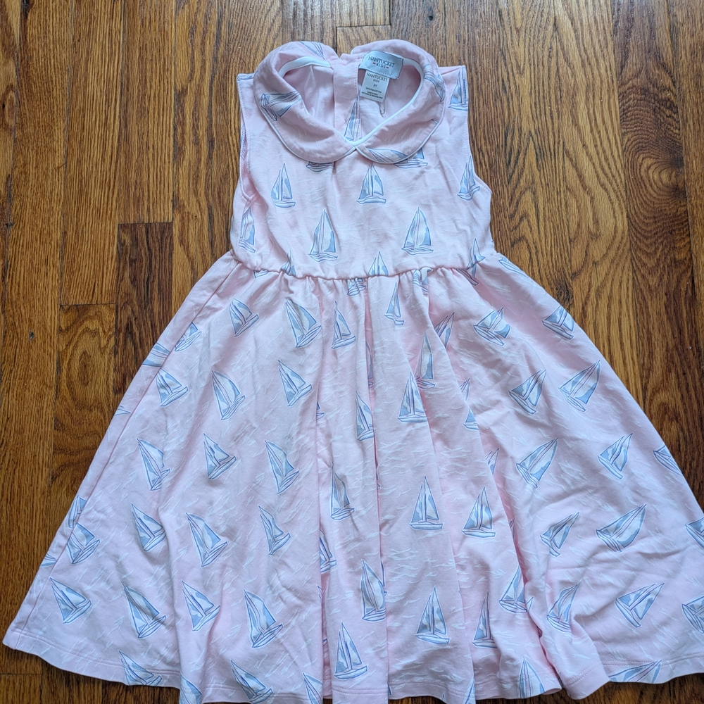 Charming Pink Sailboat Print Dress for Kids